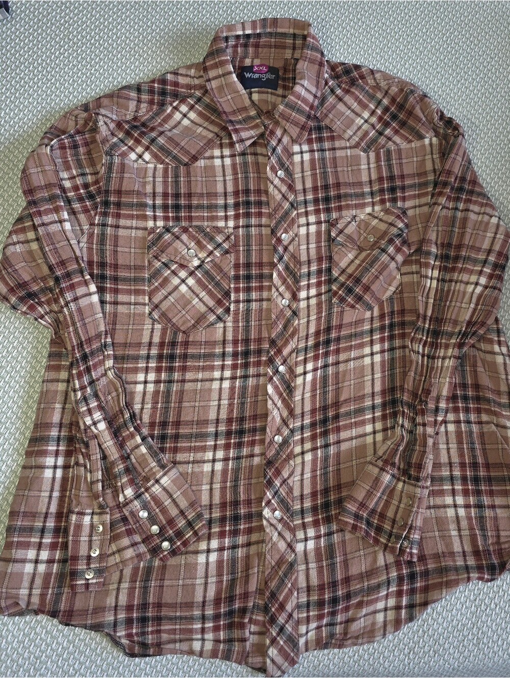 Men's Wrangler plaid shirt with pearl snap button size XXL